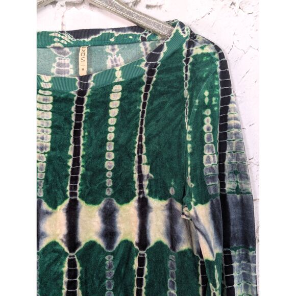 XCVI Psychedelic Tie-Dye Velour Pullover Hippie Boho Goblin Comfy Lounge Medium - Picture 2 of 7